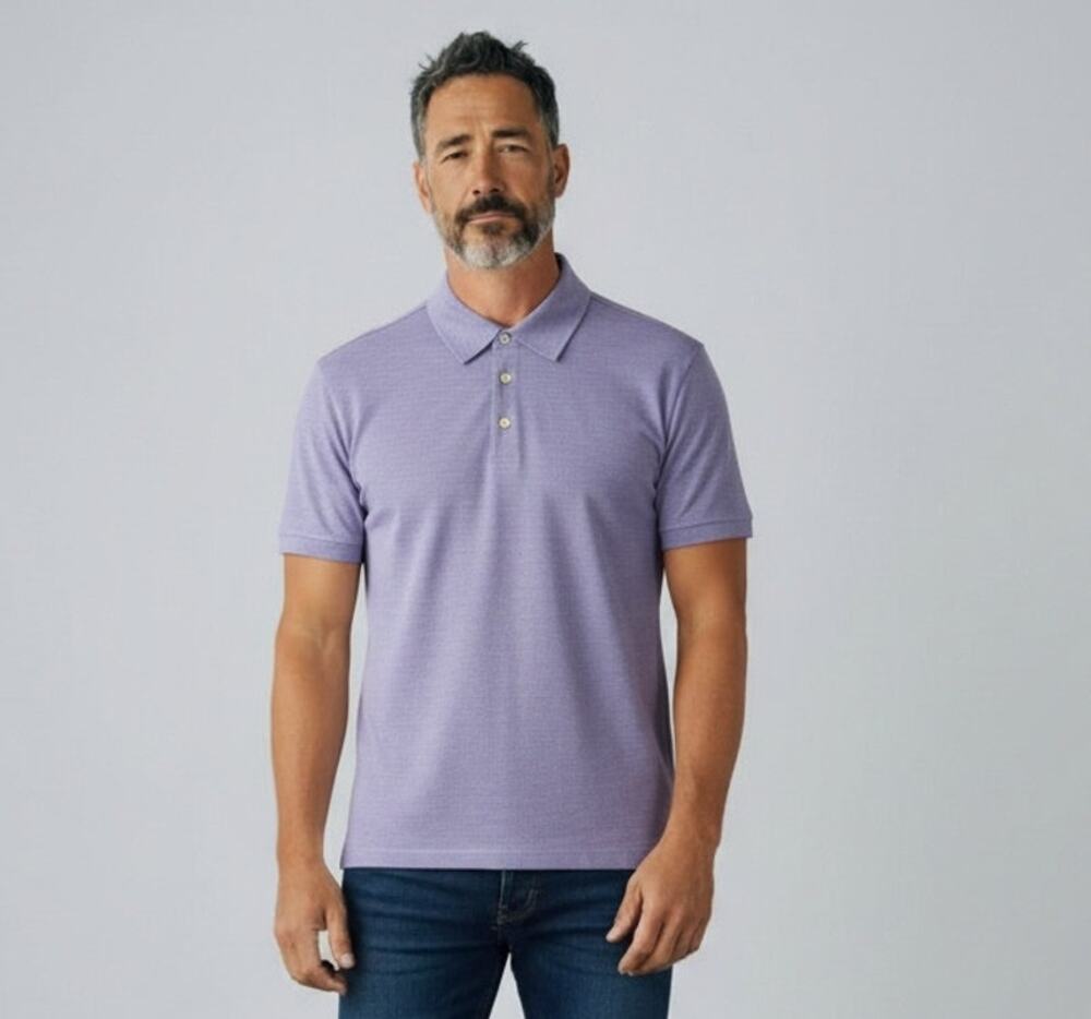 Pal Zileri Made in Italy Cotton Silk Polo Shirt Mens XL Lavender Luxury Knit